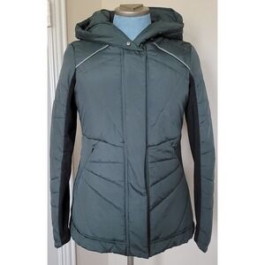 Zella Women's Beyond Hooded Puffer Jacket in Green‎ Size Medium  #NA423